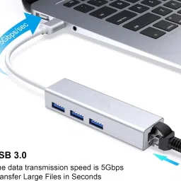 SCALEBEE 4 in 1 Type C to RJ45 Hub 10/100Mbps Ethernet LAN with 3 Port USB HUB 3.0 Lan Adapter image 2