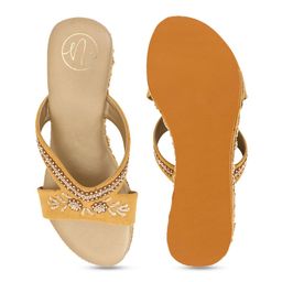 NR By Nidhi Rathi Embellished Suede Open Toe Open Back Wedges image 4