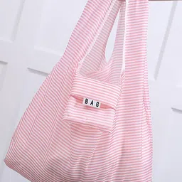 HOUSE OF QUIRK Set of 3 Striped Oversized Foldable Shopper Tote Bag-0
