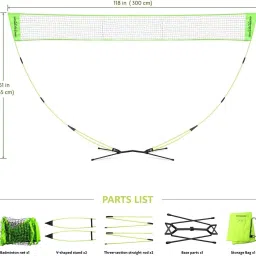 hacer Badminton Net Set Portable Adjustable Outdoor with Foldable Stand Pole 3 Meter Badminton Net image 2