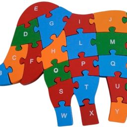 Wooden Elephant Shaped Puzzle 3D- 26 Letter Alphabet Learning Block Puzzle-34