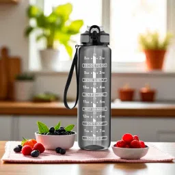 Fitness Water Bottle with Time Marker – 1L BPA-Free, Flip-Top Cap Design 1000 ml Water Bottle-image-94
