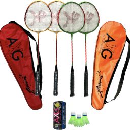 Thrasher Racquets Set of 4 with Plastic shuttles Badminton Kit-image-55