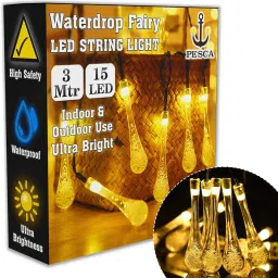 15 LEDs 3 m Gold Steady Water Drop Rice Lights-image-9