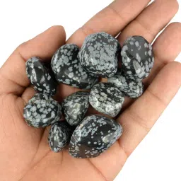 100% Natural Crystal New-129-Snowflake Obsidian-Tumble-stone-100gm Regular Asymmetrical Crystal Stone-image-3