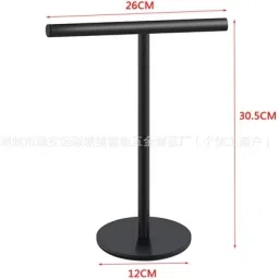 Black Stainless Steel Towel Rack for Bathroom Countertop Black Towel Holder-6