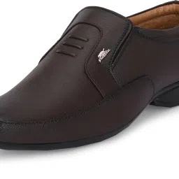 Synthetic Leather Brown Formal Office Shoes Slip Mocassin For Men-image-35