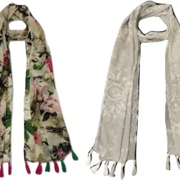 Floral Print Chiffon Women Multicolor Scarf, Stole, Fancy Scarf-image-69