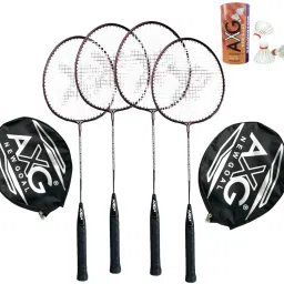 A-2000 Scratch resistant Badminton Rackets set Of 4 with 3 Feather Shuttles Badminton Kit-image-1