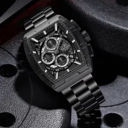 naviforce Black chronograph dial with stainless steel strap waterproof Analog Watch - For Men 8066 Multifunctional design timepeice-picture-31