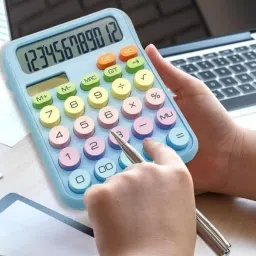 khodalemart Colorful Mechanical Calculator, 12 Digits Large Display Cute Calculator for Desk Office Aesthetic Calculator FinancialCalculator image 2