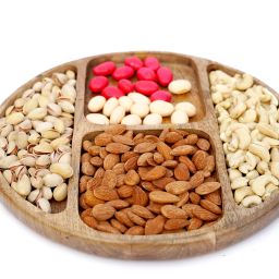 Handcrafted Round Wooden Compartment Tray | 5-Section Platter for Snacks Tray Serving Set-image-29