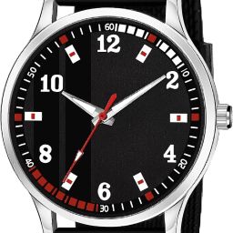 Men's wristwatch with analog display and black case Analog Watch - For Men Black face analog watch for men with silver hands-image-91