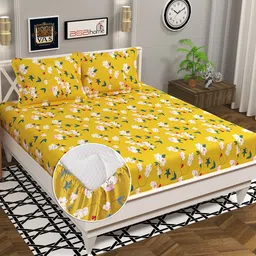 vas collections 180 TC Cotton Double Floral Fitted (Elastic) Bedsheet-picture-13