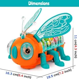 toyomaa Lighting Bee Toy for Kids with Lights, 360° rotation, Music and Bump & Go Mode. image 5