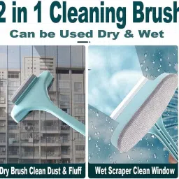 2 in 1 Mesh Cleaning Brush & Wiper with Extended Handle Sponge Wet and Dry Brush-1