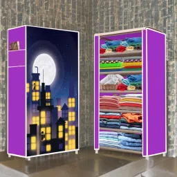 6 Shelf Town Building Printed PP Collapsible Wardrobe-23