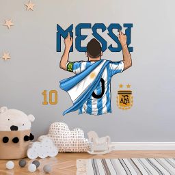 60 cm Messi Argentina Wall Sticker | Football Themed Decor for Boys Room Self Adhesive Sticker-image-3
