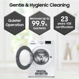 samsung 7 kg 5 Star, Inverter, Hygiene Steam Diamond Drum Fully Automatic Front Load with In-built Heater White image 3