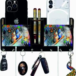 Printed_Radha Krishna 2 Box Mobile Stand Document Holder Home Decor Wood Key Holder-picture-8