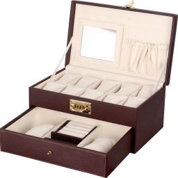 Storage Organizer For Men & Women Hand Crafted in High Quality Leather Watch Box-image-71