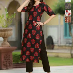 moda rapido Pack of 5 Women Printed Crepe A-line Kurta-picture-27