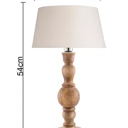 Homesake Off-White & Brown Solid Contemporary Bedside Standard Table Lamp with Shade image 2