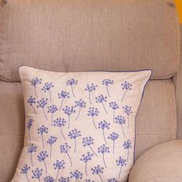 BandBox Grey & Blue Floral Square Cotton Cushion Covers-58