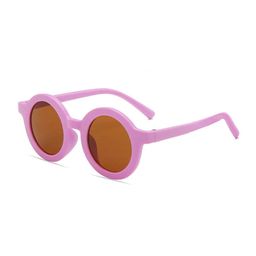 SYGA Kids Round Sunglasses with UV Protected Lens Goggles-Round-PurpleFrame&TeaSlices-2