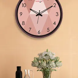 RANDOM Brown Quartz Movement 12-Inch Dual Frame Lattice Texture Wall Clock With Glass image 1
