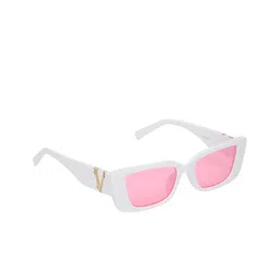 ALIGATORR Unisex Pink Lens & White Square Sunglasses with UV Protected Lens-10