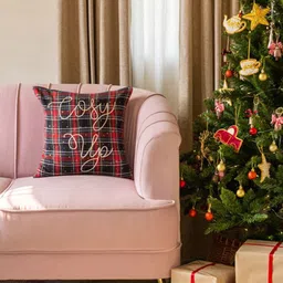 BandBox Red & Black Checked Square Cushion Covers-0