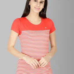 Feather Soft Elite Women Red Striped Stretchex Slim Fit T-shirt-30
