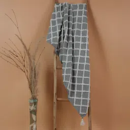 thegasbh Grey Cotton Hand Tufted 70X52 Inches Throw-picture-36