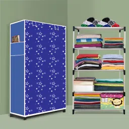 Strong 4 Shelf Plastic wardrobe, Foldable and Portable Almirah for Adults, Kids PVC Collapsible Wardrobe-image-71
