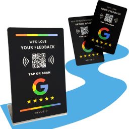 Google Review Card & Standee with NFC and QR | Tap or Scan | Self Setup (Combo) Business Card-0