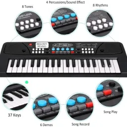 clairbell (Piano Keyboard) Toy with 37 Key, Recording and Mic, Adapter for DC Power W124 (Piano Keyboard) Toy with 37 Key, Recording and Mic, Adapter for DC Power W124 Analog Portable Keyboard image 2