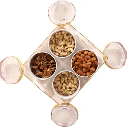 homestic 4 Container & Tray Set|Plastic Serving Tray, Airtight Containers,350 ml(White) Container Serving Set image 3