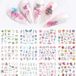 12 Sheets Water Transfer Nail Sticker Decal Leaf Flower Butterfly DIY Manicure-image-65