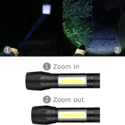 mz 3 Mode Rechargeable Super Bright Zoom COB USB Mini Pocket Flashlight Torch image 3