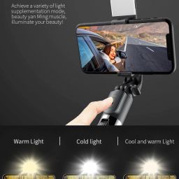 POZUB Best Buy Top Hot Selling Multi-function Bluetooth Selfie Stick Tripod With Fill Light +Dustproof Bag Wireless Detachable Remote, 360°Rotation, PZBL03 Selfie Stick And Stand With Flash Light And Remote Control R1S Selfie Stick Extendable Stick Mini Tripod With Detachable Remote For Smart Selfie Phone Holder Camera Flash Brackets Best Use For Make Videos Compatible With Mobiles Video Stand In Gimbal Stabilizer, |In Mobile Holder Selfie Sticks & Monopods Camera Remote Controls Tripod, Monopod, Monopod Kit, Tripod Ball Head, Tripod Bracket, Tripod Clamp, Tripod Kit image 2