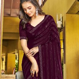Dyed, Embellished, Self Design Bollywood Chiffon, Georgette Saree-image-47