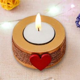 ecraftindia Red and Brown Wooden Tealight Candle Holder-picture-10