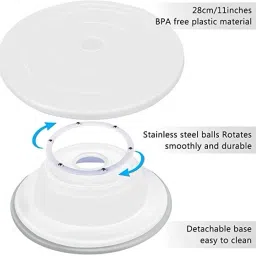 fulkiza Cake Decorating Tool: 360 Round Easy Rotate Turntable Revolving Stand Plastic Cake Server image 2