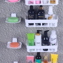 Bathroom Product Stand And Round Soap Holder Plastic Plastic Wall Shelf-image-55