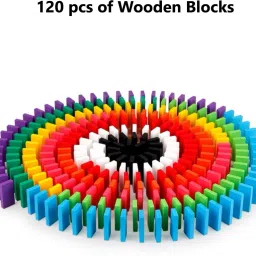12 Colour Creative Wooden Domino Blocks for Model Building, Educational Toy, Board Game, 120pcs,-14