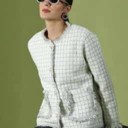 Women Self Design Single Breasted Party Blazer-image-16