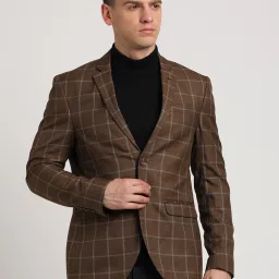 Men Checkered Single Breasted Casual Blazer-image-13