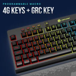LAPCARE LGK-111 Wired USB Standard Gaming Keyboard Compatible with Desktop, Laptop, Mac with detachable Wrist rest, 26 anti-ghosting keys and Rainbow backlit, Membrane image 5