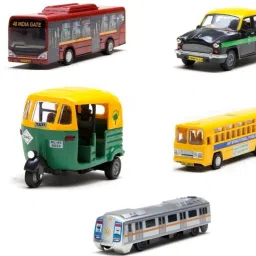 Collection of 5 Public transport Low Floor Bus Taxi CNG Auto City Bus Train-28